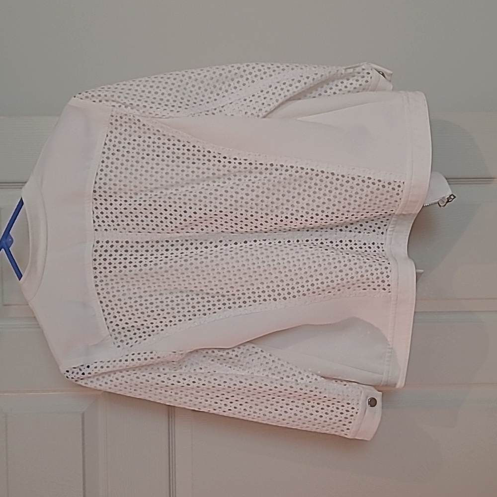 Chico's Moto Jacket Diamond Mesh White Large - Picture 7 of 8